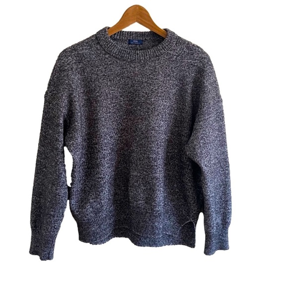 Wool Cotton Long Sleeve Crew Neck Sweater | Salt and Pepper Gray - Picture 1 of 8